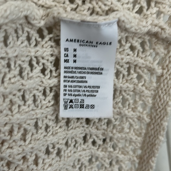 American Eagle Stitched Button Front Cardigan Cream - Picture 5 of 6